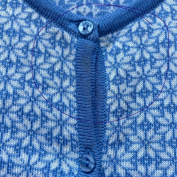 TULLAH Snowflake Print Buttoned Merino Wool Cardigan Sweater - Picture 10 of 12